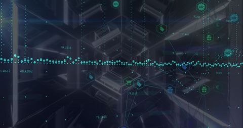 Digital data network over futuristic tunnel