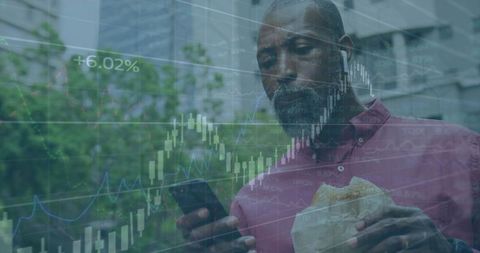 Businessman Analyzing Financial Data on Smartphone with in Ambient Setting