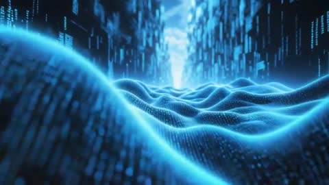 Futuristic Digital Wave in Data Tunnel