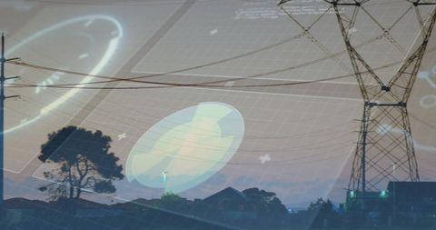 Modern energy infrastructure with digital technology concept