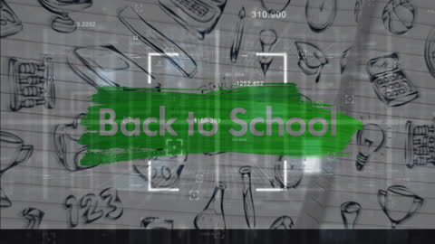Back to School Concept with Icon Background and Green Brushstroke