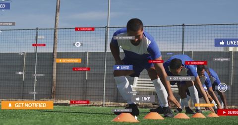 Football Players with Social Media Notifications Overlay