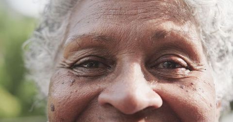 Close-up Portrait of Smiling Elderly African American Woman
