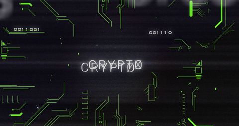 Glitchy Circuit Board with Crypto Text Overlay - Download Free Stock Images Pikwizard.com