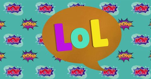 Retro Comic Style Speech Bubble with Colorful Text LOL