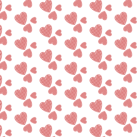 Pattern of red hearts on transparent background for romantic designs