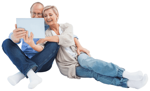 senior couple relaxing with tablet on transparent background - Download Free Stock Videos Pikwizard.com