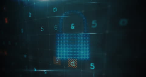 Digital Security Padlock Symbol Against Data Background
