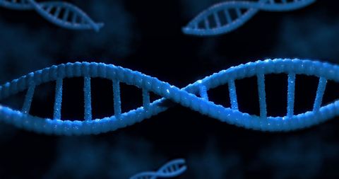 Glowing Blue DNA Strands Against Dark Background - Download Free Stock Images Pikwizard.com