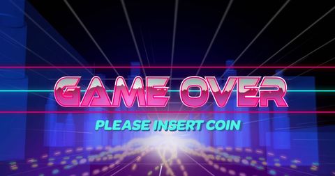 Game over message in digital retro futuristic style