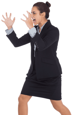 Transparent Businesswoman in Suit Shouting Angrily