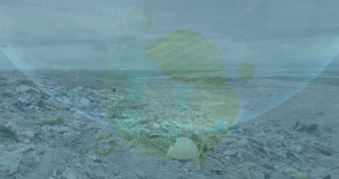 Futuristic Data Overlay on Coastal Landscape