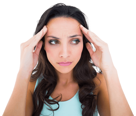 transparent background woman suffering headache holding temples - Download Free Stock Videos Pikwizard.com