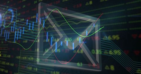 Stock Market Analytics with Envelope Icon and Data Indicators