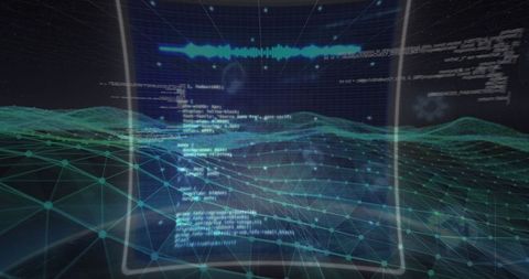 Futuristic Virtual Reality Panel with Code and Digital Grid - Download Free Stock Images Pikwizard.com