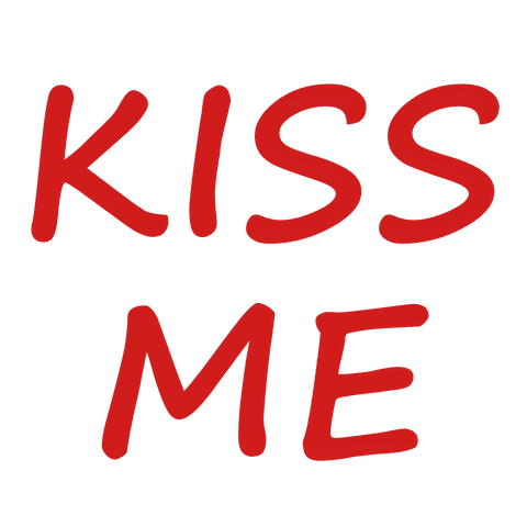Digital kiss me text in red on transparent background