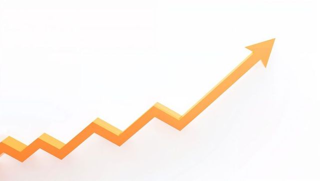 Rising Orange 3D Zigzag Arrow Indicating Upward Growth and Momentum