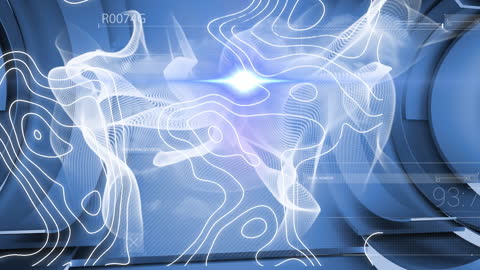Futuristic Digital Interface with Abstract Blue Light Waves