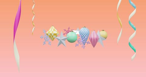 Colorful Holiday Decorations on Pink Gradient Background - Download Free Stock Images Pikwizard.com