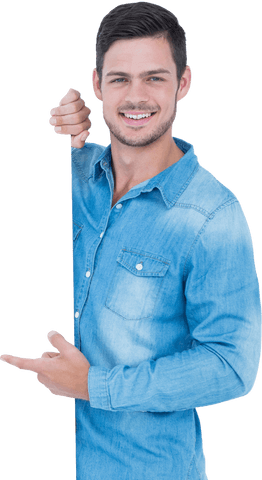 Smiling Man Pointing, Casual Communication, Transparent Background - Download Free Stock Videos Pikwizard.com