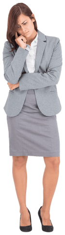 Worried caucasian businesswoman on transparent background