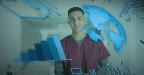 Doctor Examining Holographic Data Integration in Hospital