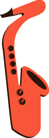 Simple and bold design of a saxophone suitable for digital content in music and entertainment. Use for promotional materials in music festivals, or as a decorative element in artistic blogs conveying cultural themes.