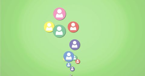 Colorful user icons symbolizing social network connections