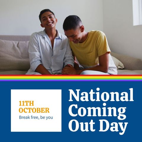 Loving Diverse Couple Celebrating National Coming Out Day Together - Download Free Stock Templates Pikwizard.com
