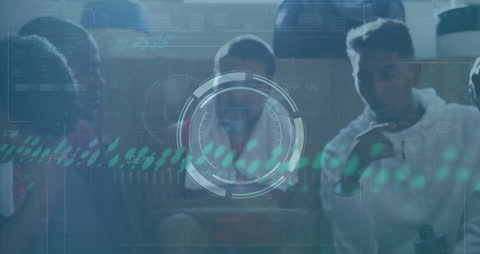 Diverse Football Team Considering Data Visualization in Locker Room