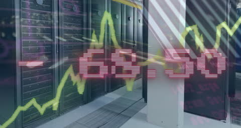 Digital Financial Data Overlays on Modern Server Room