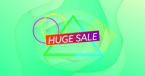 Colorful Huge Sale Banner with Geometric Abstract Shapes