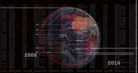 Digital Globe Linked with Data Streams on Tech Interface Background