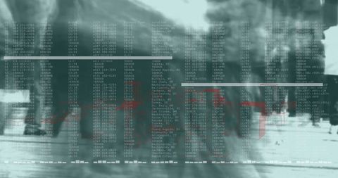 Futuristic urban scene with pedestrian and data overlay