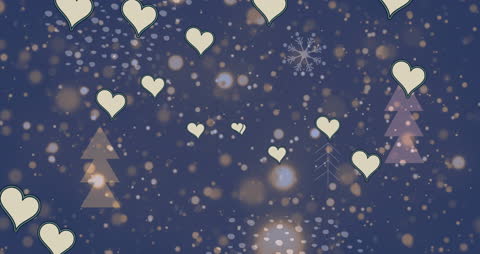 Festive Heart Animation on Glowing Winter Background
