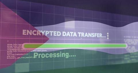 Screen Displaying Encrypted Data Transfer in Progress