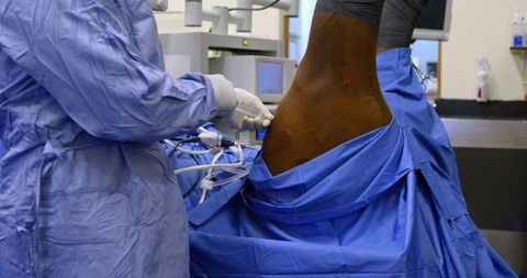 Veterinary Surgeon Operating on Horse in Clinical Setting
