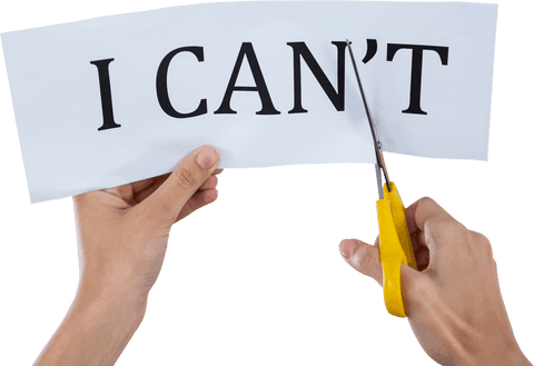 hands cutting paper with 'i can't' removing negative t, transparent - Download Free Stock Videos Pikwizard.com