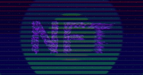 Digital Art with Retro Futuristic Symbolism and NFT Text - Download Free Stock Images Pikwizard.com