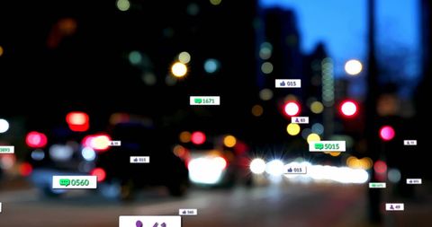 Iconic Data Processing in Blurred Urban Evening - Download Free Stock Images Pikwizard.com