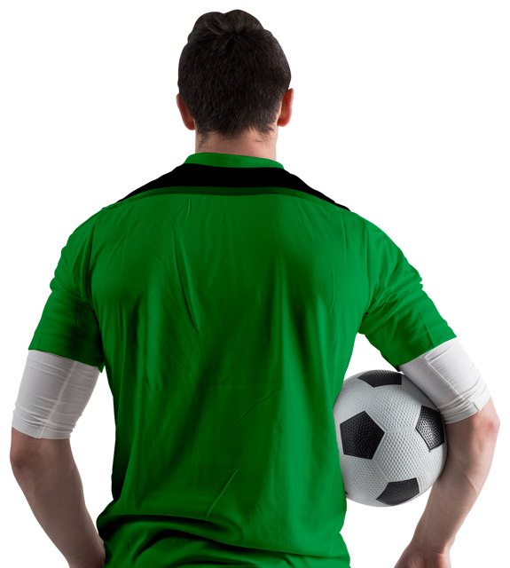 Transparent Football Player Holding Soccer Ball in Green Jersey from Behind - Download Free Stock Videos Pikwizard.com