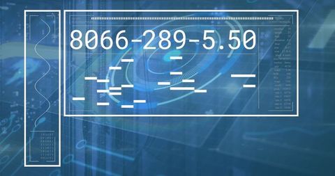 Futuristic digital interface with numeric display and radar graphics