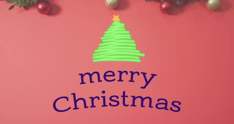 Digital Christmas Tree with Merry Christmas Greeting