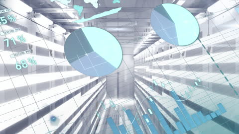 Futuristic Data Analysis Overlapping Server Room Background