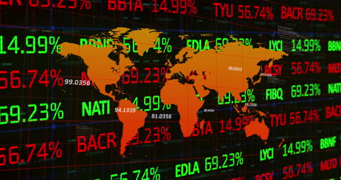 Global Stock Market Data with World Map Background
