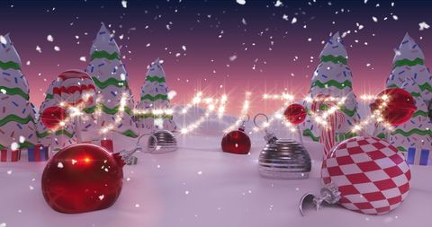 Magical Christmas Wonderland with Twinkling Lights and Decorations