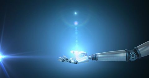Robotic Hand Reaching into Futuristic Blue Light - Download Free Stock Images Pikwizard.com