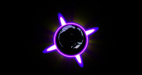 Glowing Neon Globe with Digital Network Theme