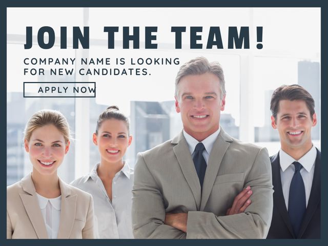 Join The Team Recruitment Campaign Featuring Professional Smiling Teammates - Download Free Stock Templates Pikwizard.com