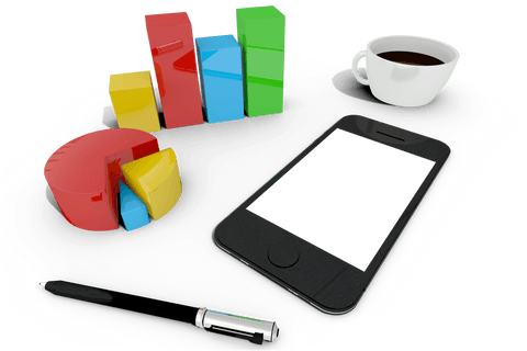 Transparent Business Tools With Smartphone and 3D Charts - Download Free Stock Videos Pikwizard.com